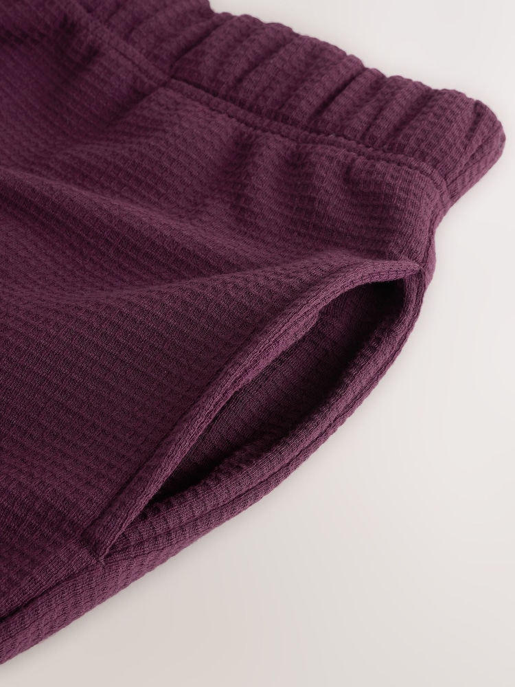 Berry Red - Soft Țesătură de vafe Mânecă lungă Pyjamas Set - Imaginea 15 din 15