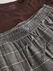 Grey/Brown Check Long Sleeve Woven Pyjamas Set - Image 4 of 5