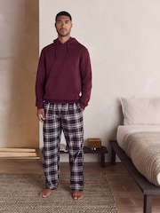 Burgundy Red Check Bottoms Long Sleeve Hoodies Set - Image 1 of 11