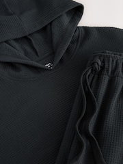 Black Soft Waffle Pyjamas Hoodie Set - Image 13 of 13