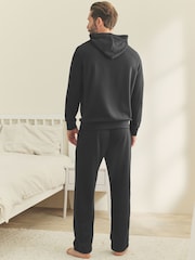 Black Soft Waffle Pyjamas Hoodie Set - Image 3 of 13