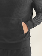 Black Soft Waffle Pyjamas Hoodie Set - Image 5 of 13