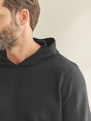 Black Soft Waffle Pyjamas Hoodie Set - Image 7 of 13