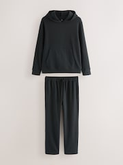 Black Soft Waffle Pyjamas Hoodie Set - Image 8 of 13