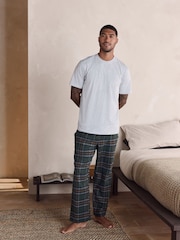 Green/Grey Marl Check Woven Short Sleeve Pyjamas Set - Image 1 of 11