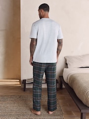 Green/Grey Marl Check Woven Short Sleeve Pyjamas Set - Image 4 of 11