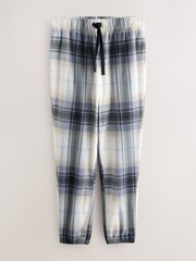 Neutral/Blue Thermal Fleece Zip Through Check Long Sleeve Pyjamas Set - Image 3 of 5