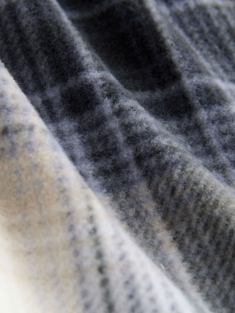 Neutral/Blue Thermal Fleece Zip Through Check Long Sleeve Pyjamas Set - Image 5 of 5
