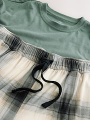 Sage Green / Neutral Stone Check Motionflex Cosy Short Sleeve Pyjamas Set - Image 15 of 16