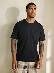 Kariert, neutral/schwarz - Kurzärmeliger Jersey-Pyjama - Bild 3 von 13