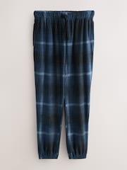 Navy Blue Thermal Fleece Long Sleeve Check Pyjamas Set - Image 3 of 5