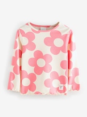 Pink Flare Rib Flower Print Top and Leggings Set 2 Piece - Image 2 of 3