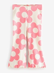 Pink Flare Rib Flower Print Top and Leggings Set 2 Piece - Image 3 of 3