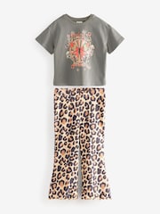 Grey Flare Graphic Print Leggings and Top Set 2 Pack - Image 1 of 3