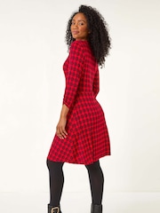 Roman Red Petite Geo Print Wrap Stretch Dress - Image 3 of 5
