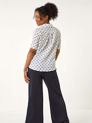 Roman Blue Petite Spot Print Buttoned Shirt - Image 3 of 5