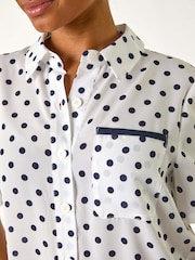 Roman Blue Petite Spot Print Buttoned Shirt - Image 5 of 5