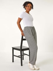 Roman Black Petite Spot Print Stretch Trousers - Image 1 of 5