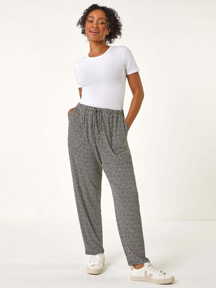 Roman Black Petite Spot Print Stretch Trousers - Image 2 of 5