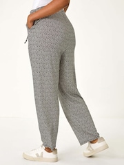 Roman Black Petite Spot Print Stretch Trousers - Image 3 of 5