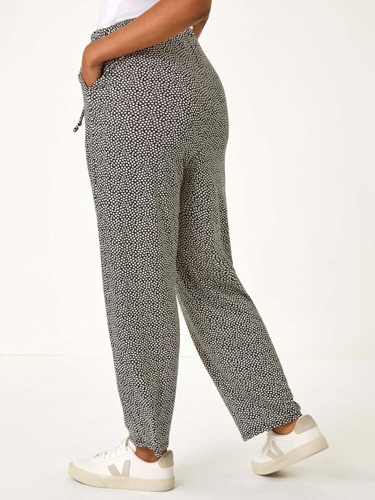Roman Black Petite Spot Print Stretch Trousers - Image 3 of 5