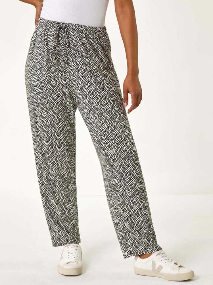 Roman Black Petite Spot Print Stretch Trousers - Image 4 of 5