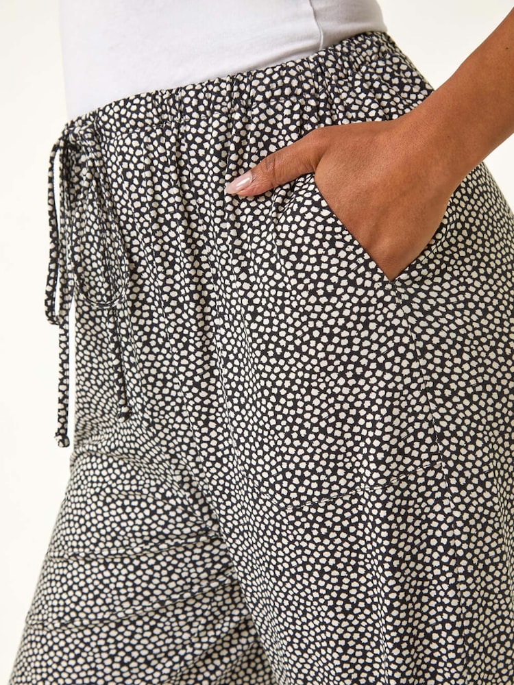 Roman Black Petite Spot Print Stretch Trousers - Image 5 of 5