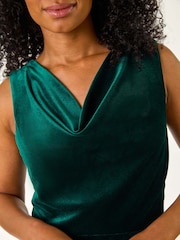 Roman Green Petite Cowl Neck Velvet Maxi Dress - Image 5 of 5