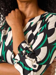 Roman Black Petite Geometric Print Button Up Shirt - Image 5 of 5