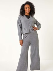 Roman Grey Petite Buttoned Knit Cardigan - Image 2 of 5