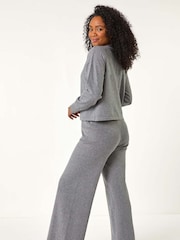 Roman Grey Petite Buttoned Knit Cardigan - Image 3 of 5