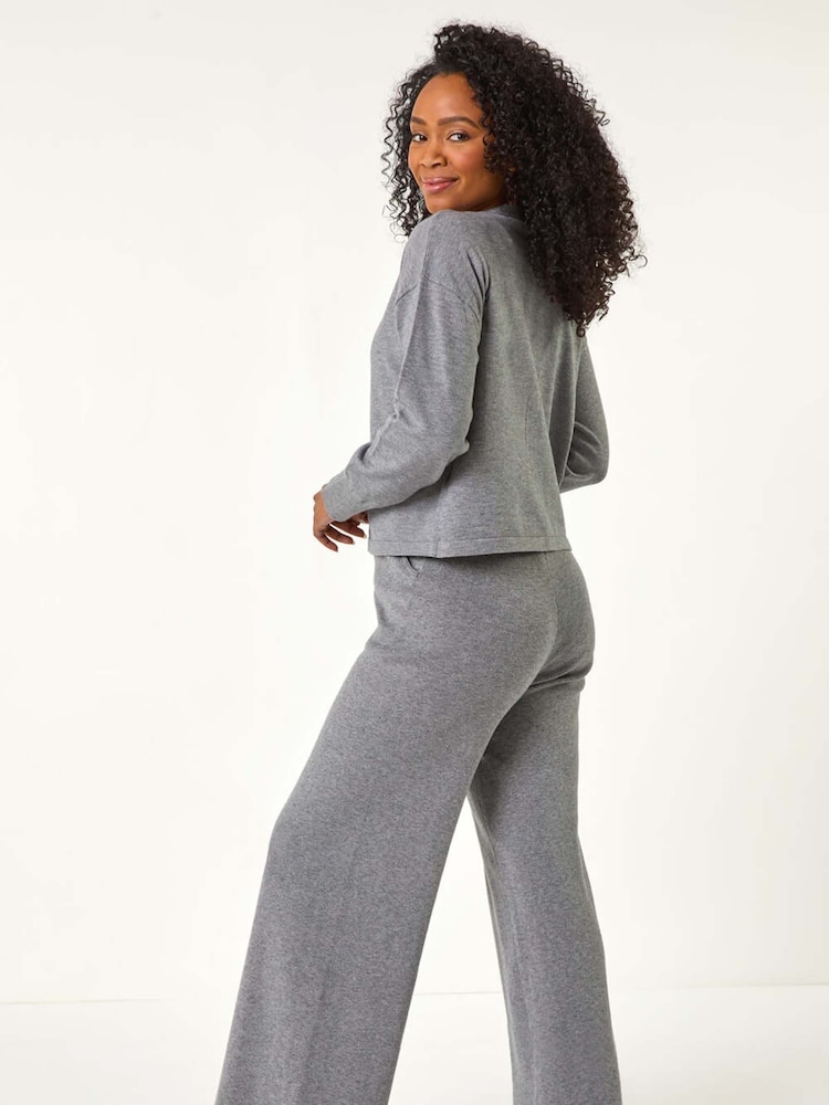 Roman Grey Petite Buttoned Knit Cardigan - Image 3 of 5