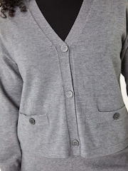 Roman Grey Petite Buttoned Knit Cardigan - Image 5 of 5