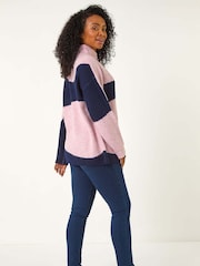 Roman Blue Petite Colour Block Knit Jumper - Image 3 of 5