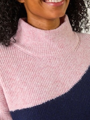Roman Blue Petite Colour Block Knit Jumper - Image 5 of 5