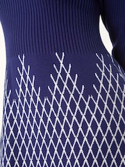 Roman Blue Petite Contrast Knit Dress - Image 5 of 5