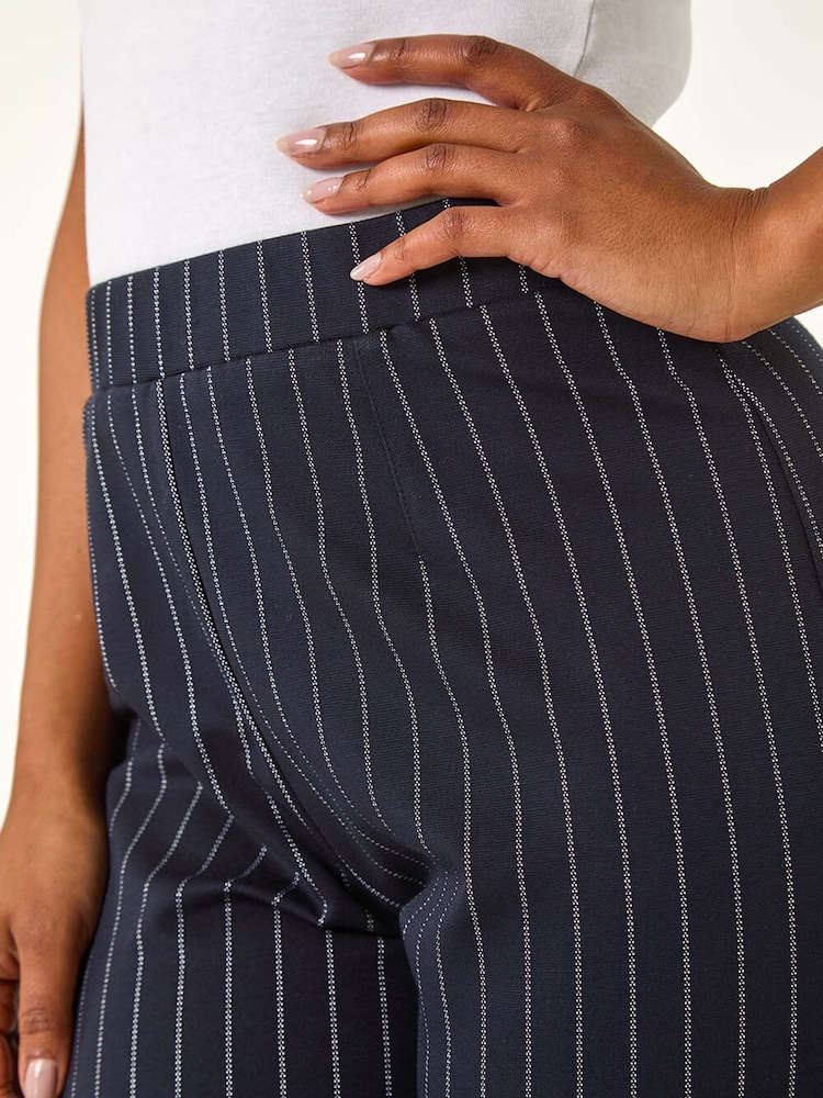 Roman Blue Petite Stripe Print Stretch Trousers - Image 5 of 5