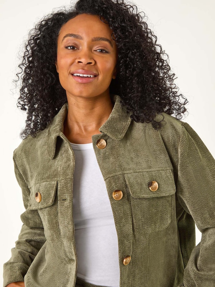 Roman Green Petite Corduroy Button Jacket - Image 4 of 5