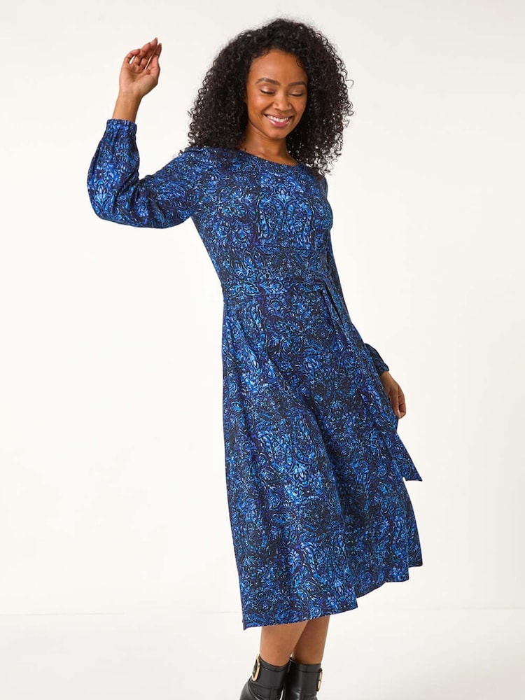 Roman Petite Abstract Paisley Print Midi Dress - Imagen 1 de 5 Roman Petite Abstract Paisley Print Midi Dress - Imagen 1 de 5