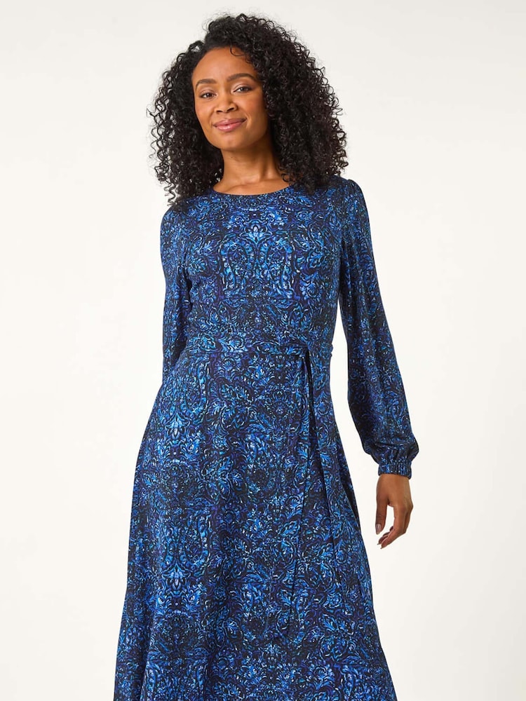 Roman Petite Abstract Paisley Print Midi Dress - Imagen 2 de 5 Roman Petite Abstract Paisley Print Midi Dress - Imagen 2 de 5
