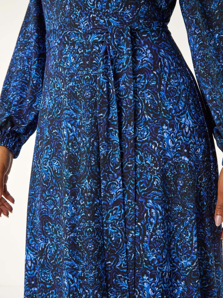 Roman Petite Abstract Paisley Print Midi Dress - Imagen 5 de 5 Roman Petite Abstract Paisley Print Midi Dress - Imagen 5 de 5