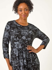 Roman Grey Petite Shadow Floral Midi Dress - Image 4 of 5