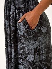 Roman Grey Petite Shadow Floral Midi Dress - Image 5 of 5