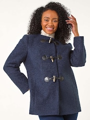 Roman Blue Petite Textured Boucle Coat - Image 1 of 5