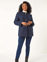 Roman Blue Petite Textured Boucle Coat - Image 2 of 5