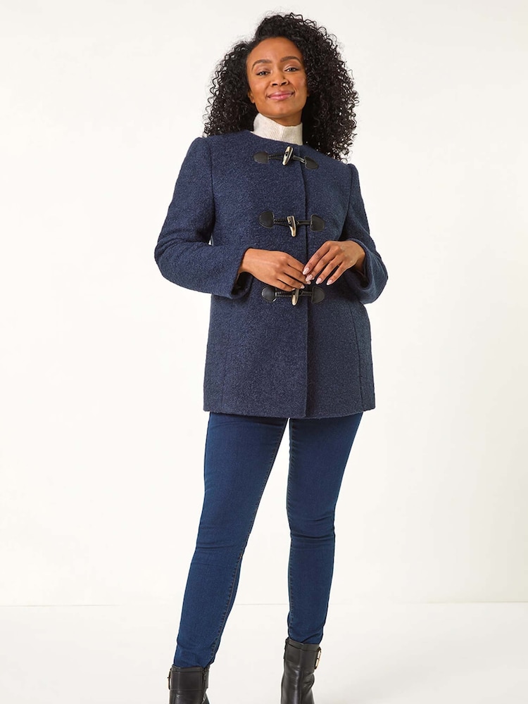 Roman Blue Petite Textured Boucle Coat - Image 2 of 5