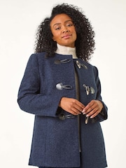 Roman Blue Petite Textured Boucle Coat - Image 4 of 5
