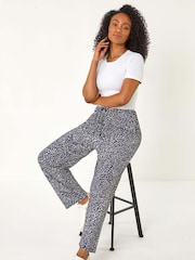 Roman Blue Petite Abstract Print Stretch Trousers - Image 1 of 5