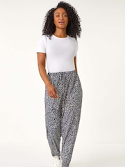 Roman Blue Petite Abstract Print Stretch Trousers - Image 2 of 5