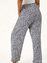 Roman Blue Petite Abstract Print Stretch Trousers - Image 3 of 5